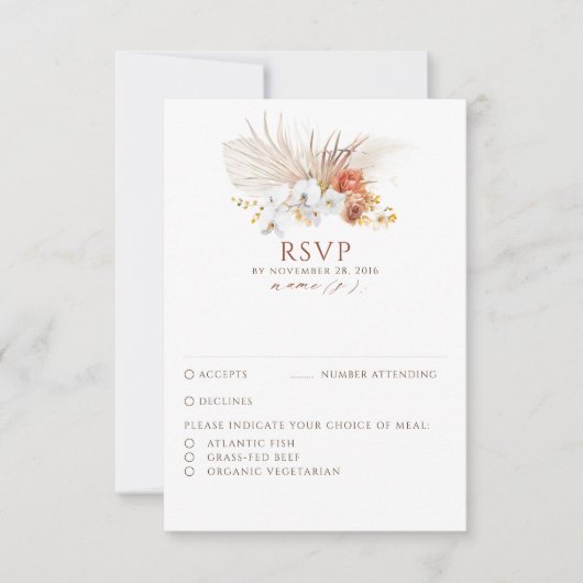 Terracotta Foliage Boho Wedding RSVP (Devant)