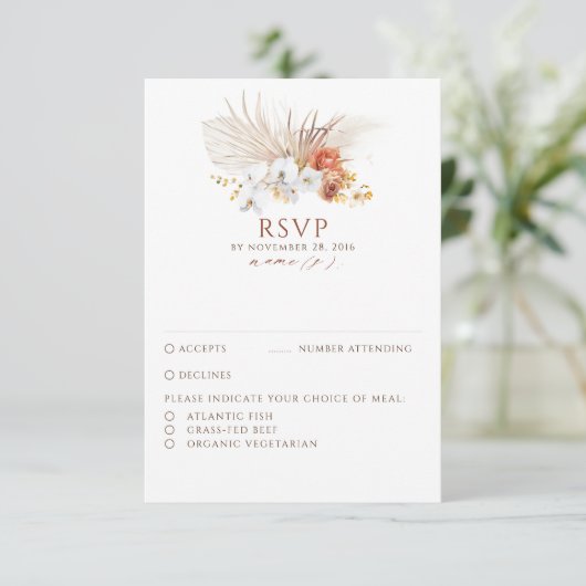 Terracotta Foliage Boho Wedding RSVP (Debout devant)
