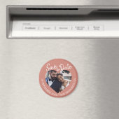 Terracotta Foto Modern Script Save the Date Magneet (Insitu (Vaatwasser))