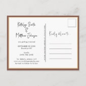 Terracotta Fun Script Modern Foto Eenvoudige Trouw Aankondigingskaart (Achterkant)