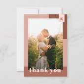 Terracotta Geometric Typography Photo Wedding Bedankkaart (Voorkant)