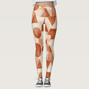 Terracotta geometrisch - gouden lijn kunst mozaïek leggings