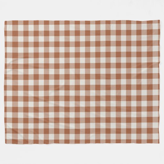 Terracotta Gingham Check Pattern Fleece Blanket (Voorkant (Horizontaal))
