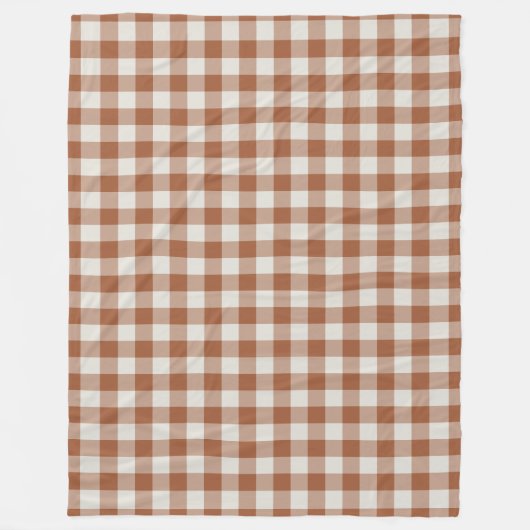 Terracotta Gingham Check Pattern Fleece Blanket Deken (Voorkant)