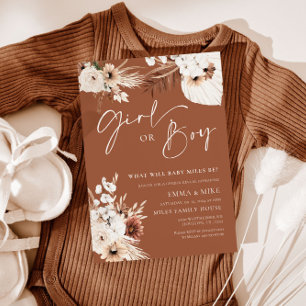 Terracotta Girl of Boy Gender Reopenbaart Uitnodig Kaart