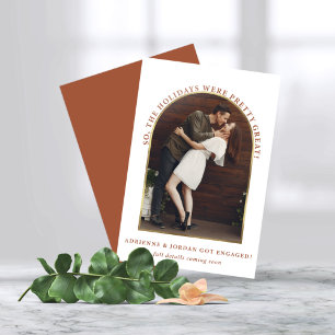 Terracotta Gold Arch Foto Verloving Aankondiging