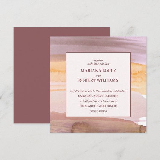 Terracotta Gold Bohemian Wedding Invitation Kaart (Voorkant / Achterkant)