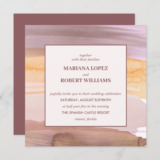 Terracotta Gold Faire-part de mariage de Bohême (Devant / Derrière)