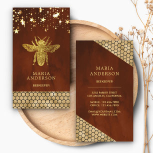 Terracotta Gold Glitter Honey Bee Visitekaartje