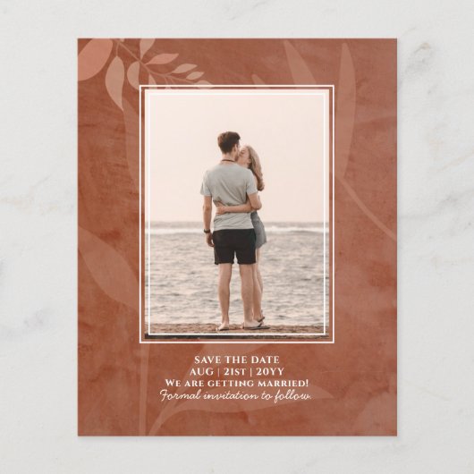 Terracotta Gold Photo Wedding Save the Date Flyer (Voorkant)