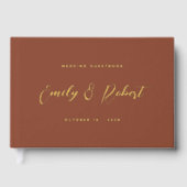 Terracotta Gold Script Mariage photo moderne (Recto)