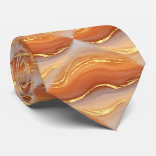 Terracotta Goud Marmer Aquarel Abstract Stropdas