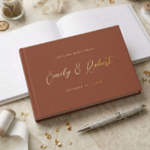 Terracotta Goud Schrift Modern Foto Bruiloft