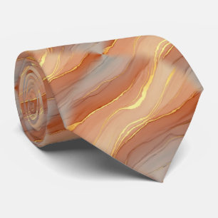 Terracotta Goudader Marmer - Warme Luxe (5) Stropdas