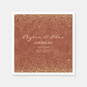Terracotta Gouden Glitter Trouwreceptie Servet
