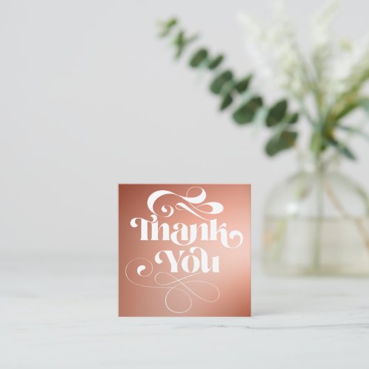 Terracotta gradiënt retro manuscriptorde dank u vierkante visitekaartje (Staand voorkant)