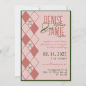 Terracotta & Green Argyle Bow Preppy Fall Wedding Kaart (Voorkant)