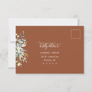 Terracotta Green Feuilles RSVP Card 3 choix de rep