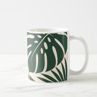 Terracotta Green Tropical Leaf Silhouette Koffiemok