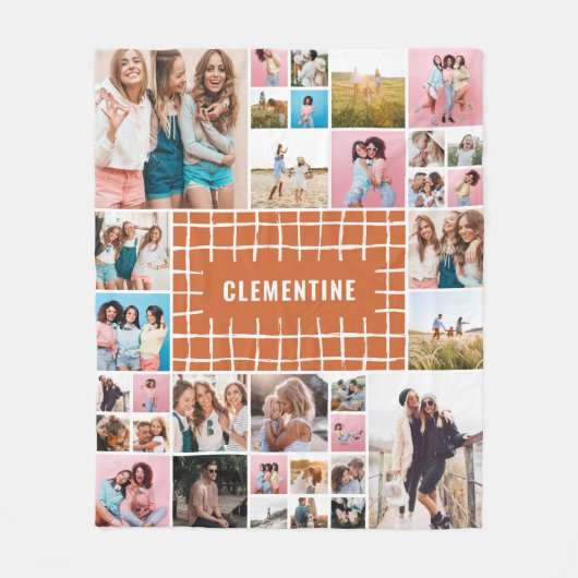 Terracotta grid 34 foto modern, minimaal stijlvol fleece deken (Voorkant)