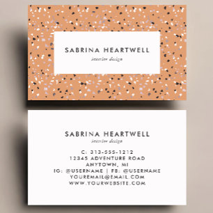 Terracotta grijs terrazzo patroon interieurontwerp visitekaartje
