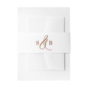 Terracotta grillige kalligrafie bruiloft monogram uitnodigingen wikkel