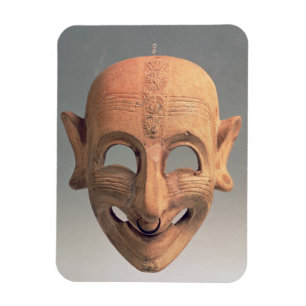 Terracotta grinning mask uit San Sperate, 6de-5de Magneet