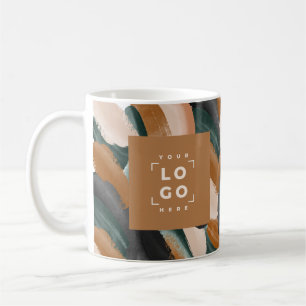 Terracotta, groen abstract beschilderd minimal mod koffiemok