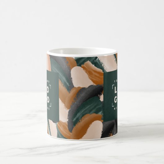 Terracotta, groen abstract beschilderd minimal mod koffiemok (Center)