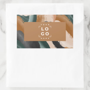 Terracotta, groen abstract beschilderd minimal mod rechthoekige sticker