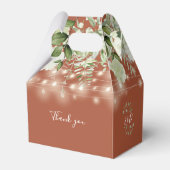 Terracotta groen String Lights Monogram bruiloft Bedankdoosjes (Achterkant)