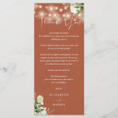 Terracotta groen trouwkaartje om dank je wel te ze menu (Voorkant)