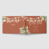 Terracotta groenheid snoerlichten bruiloft gastenboek (Volledig)