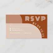 Terracotta Groovy Arch Retro RSVP QR Code Weddensc Informatiekaartje (Voorkant)