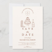 Terracotta Hand getekend Funky Western Doodle Wedd Save The Date (Voorkant)