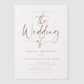 Terracotta Hand Lettered Calligraphy Wedding Vellum Uitnodigingen (Voorkant)