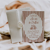 Terracotta handgeschilderde bruiloft kaart