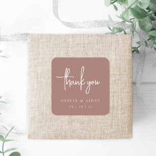 Terracotta   Handgeschreven bruiloft met script Da Vierkante Sticker