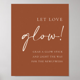 Terracotta handgeschreven script Laat liefde gloei Poster