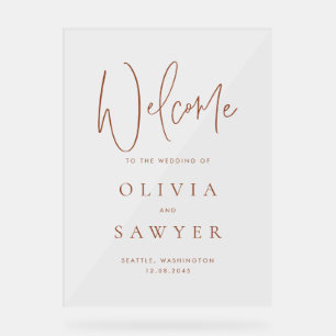 Terracotta handschrift bruiloft welkom acryl bord