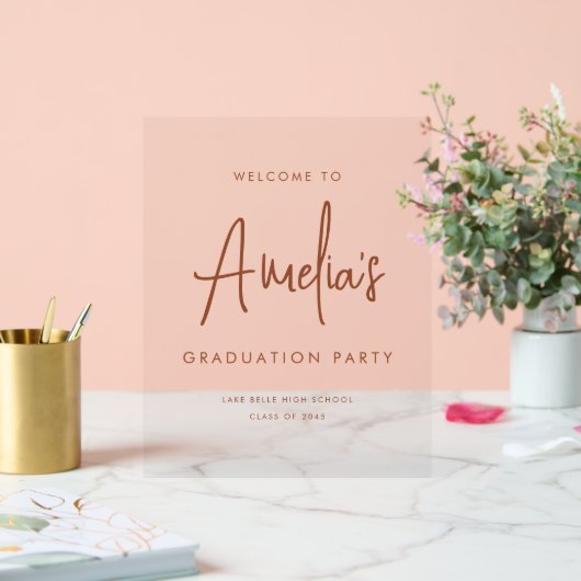 Terracotta Handwriting Graduation Party Bienvenue (Mariage)