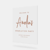 Terracotta Handwriting Graduation Party Bienvenue (Angle)