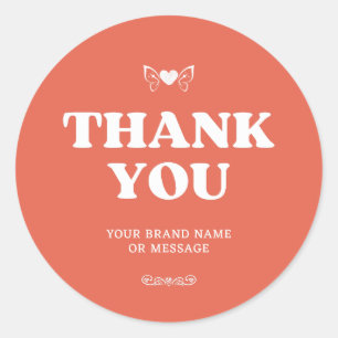 Terracotta hart vleugels dank u zakelijke bruiloft ronde sticker