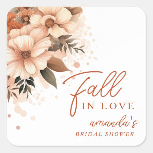Terracotta Herfst Bloem Bruidsfall in Love Vierkante Sticker