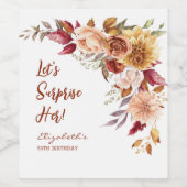 Terracotta Herfst Bloemen Verrassing Verjaardag Wijn Etiket (Enkel label)