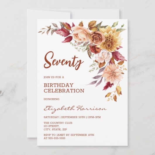 terracotta herfst bloemengroen Verjaardag Kaart (Voorkant)