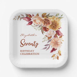  terracotta herfst bloemengroen Verjaardag Papieren Bordje