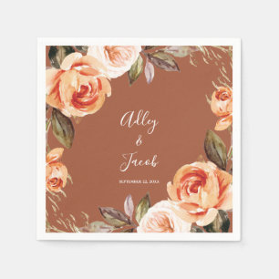 Terracotta Herfst Boho Floral Wedding Servet