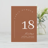 Terracotta herfst bruiloft zitplaats kaart tafelnu (Staand voorkant)