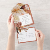 Terracotta Herfst Elegant, Herfst bruiloften All In One Uitnodiging (Afscheurbaar)